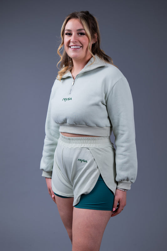 RunX Track-Star Crop Half-Zip Jumper - Aloe