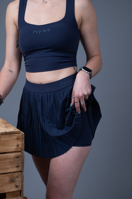 CourtReady Crop Tennis Top - Navy