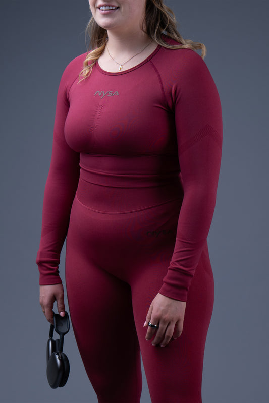 ScrunchLift Crop Long Tee - Cherry